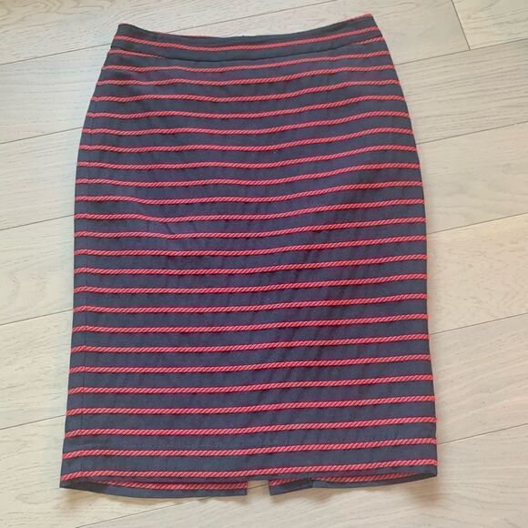 Ann Taylor Navy & Red Rope Striped Pencil Skirt - Picture 1 of 8